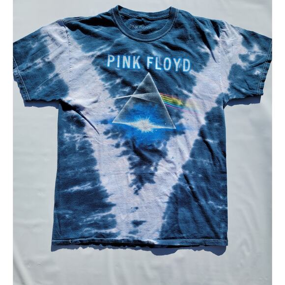 Pink Floyd Woman's Blue Tie Dye Light Prism Band T-Shirt Size M - Picture 1 of 4